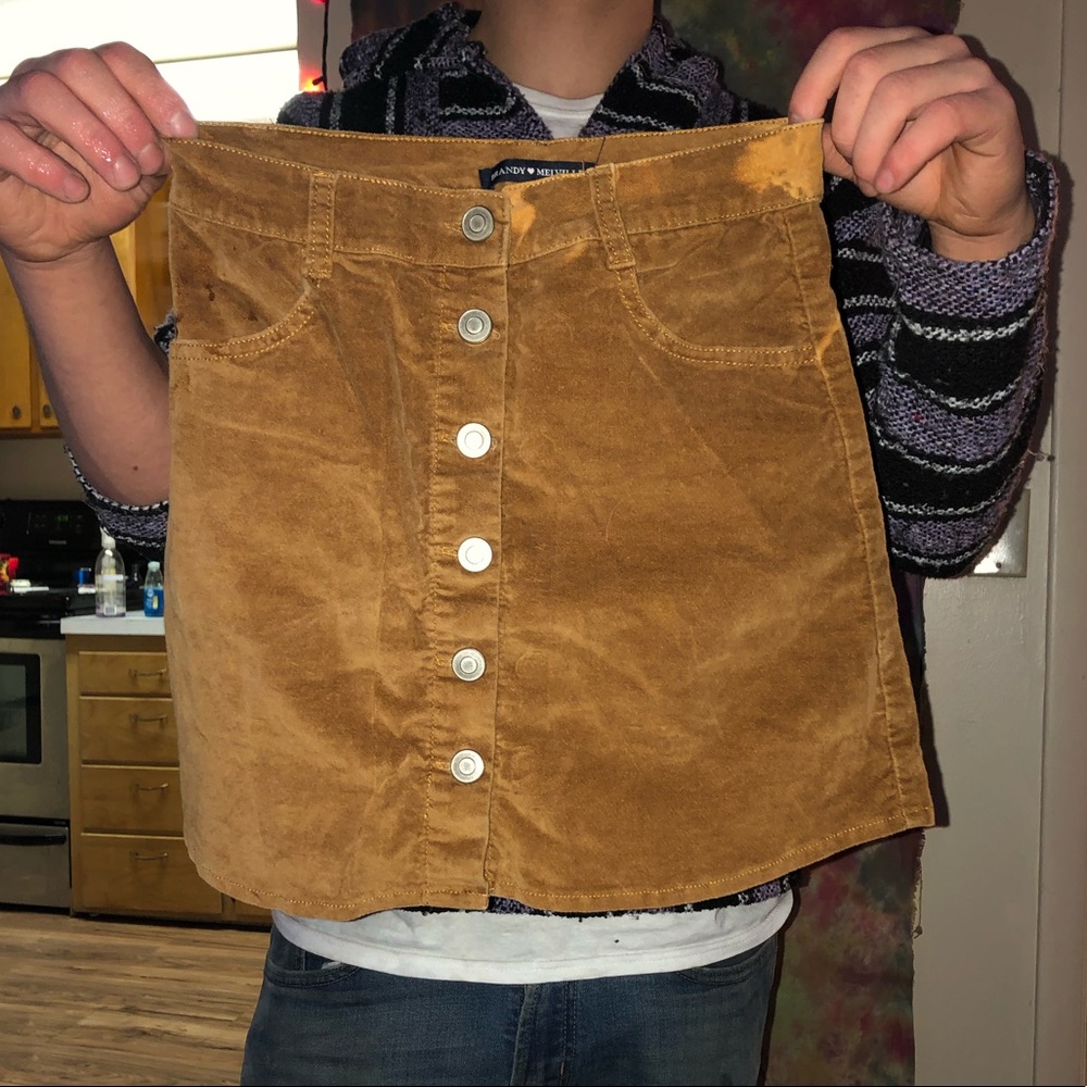 Brownish yellow mini skirt